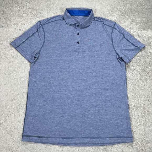 Lululemon Polo Shirt Mens XL Blue Short Sleeve Performance Stretch - Picture 1 of 10